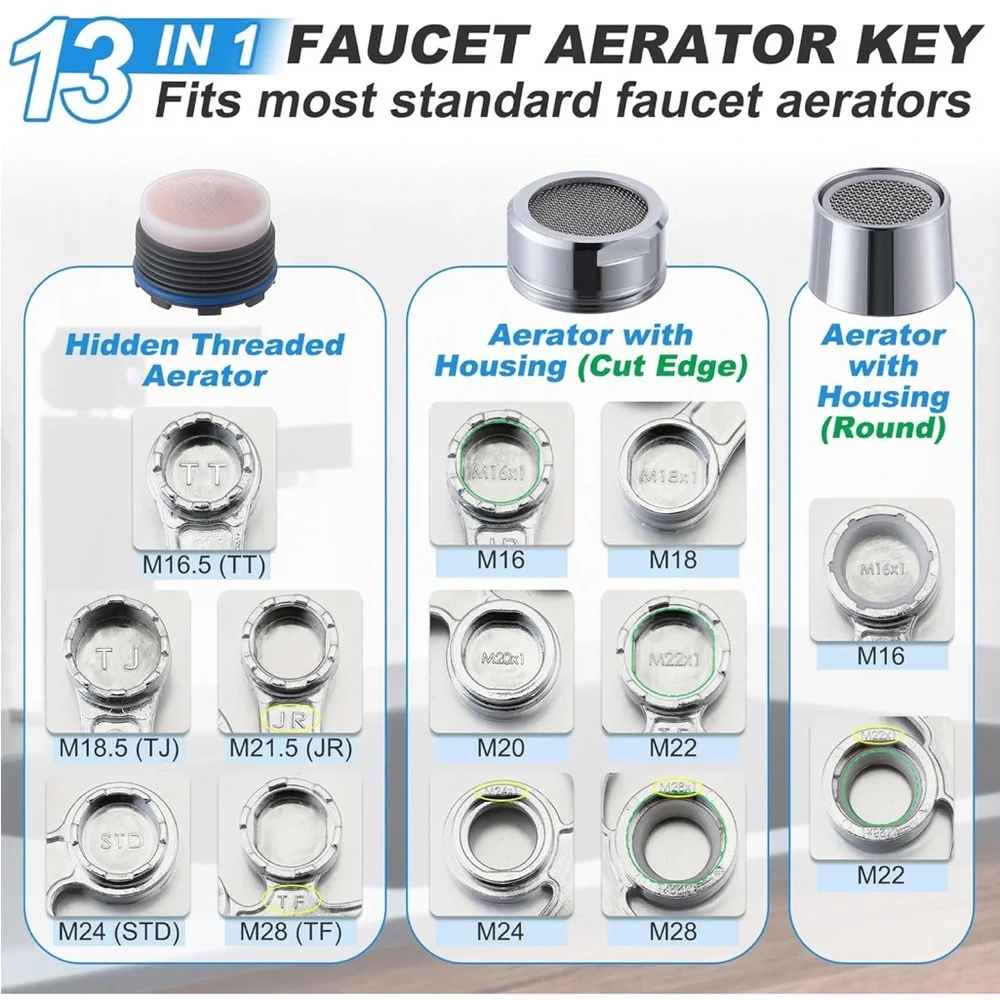 Universal Silver Faucet Aerator Key Wrench - Silver